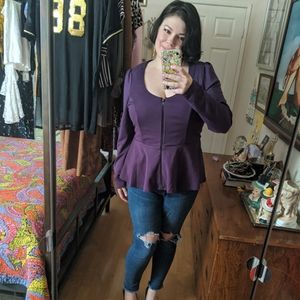 City Chic Jewel Tone Purple Peplum Blazer Jacket
